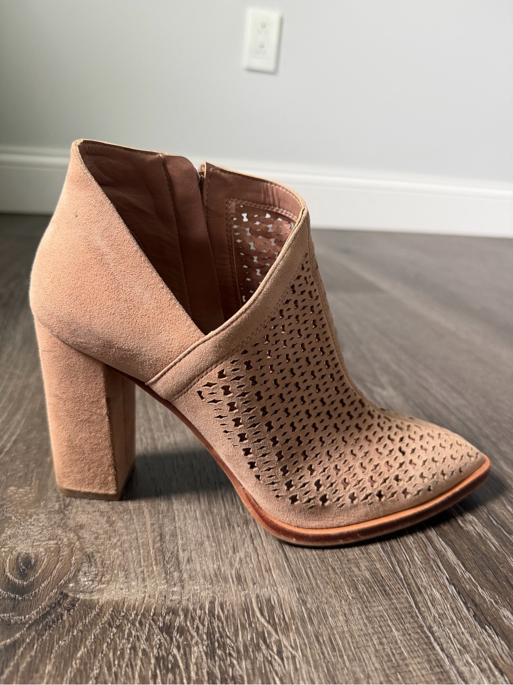 Vince Camuto Perforated Pointed-Toe Suede Booties